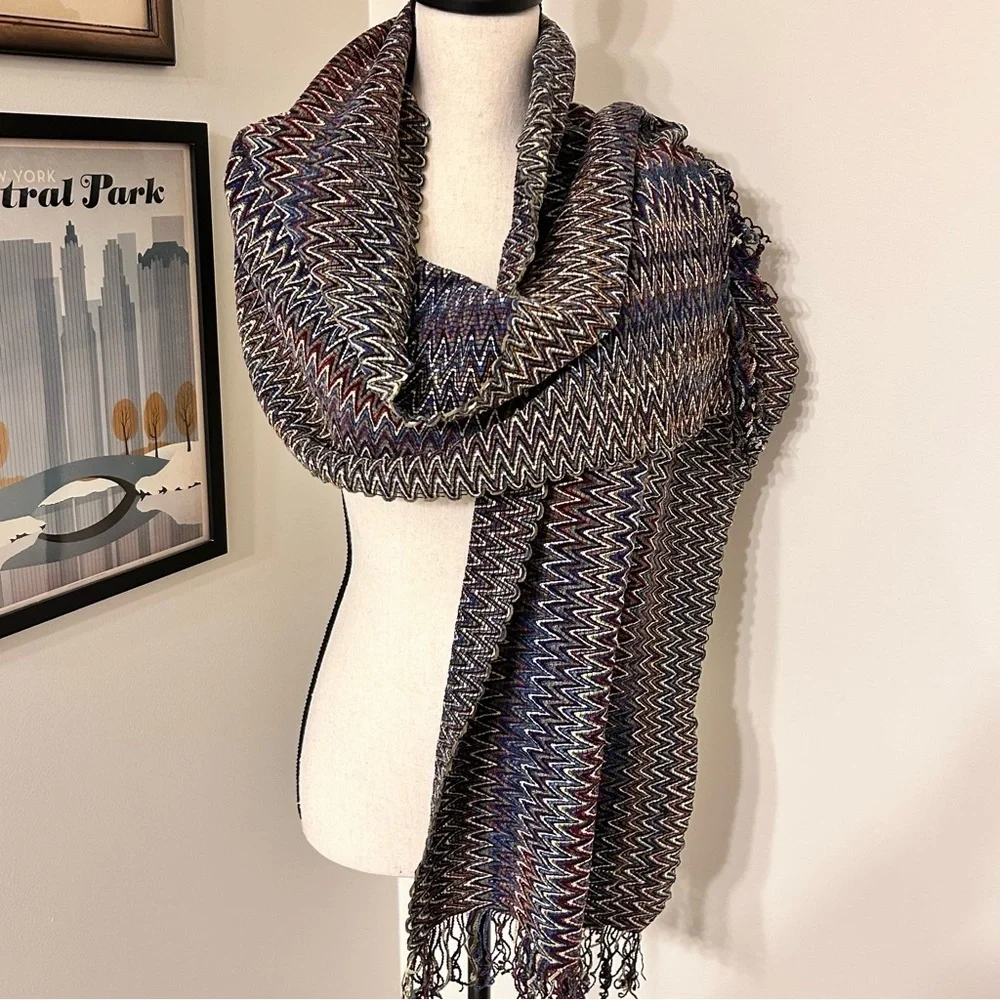 Missoni Multicolor Zigzag Foulard Scarf/Shawl